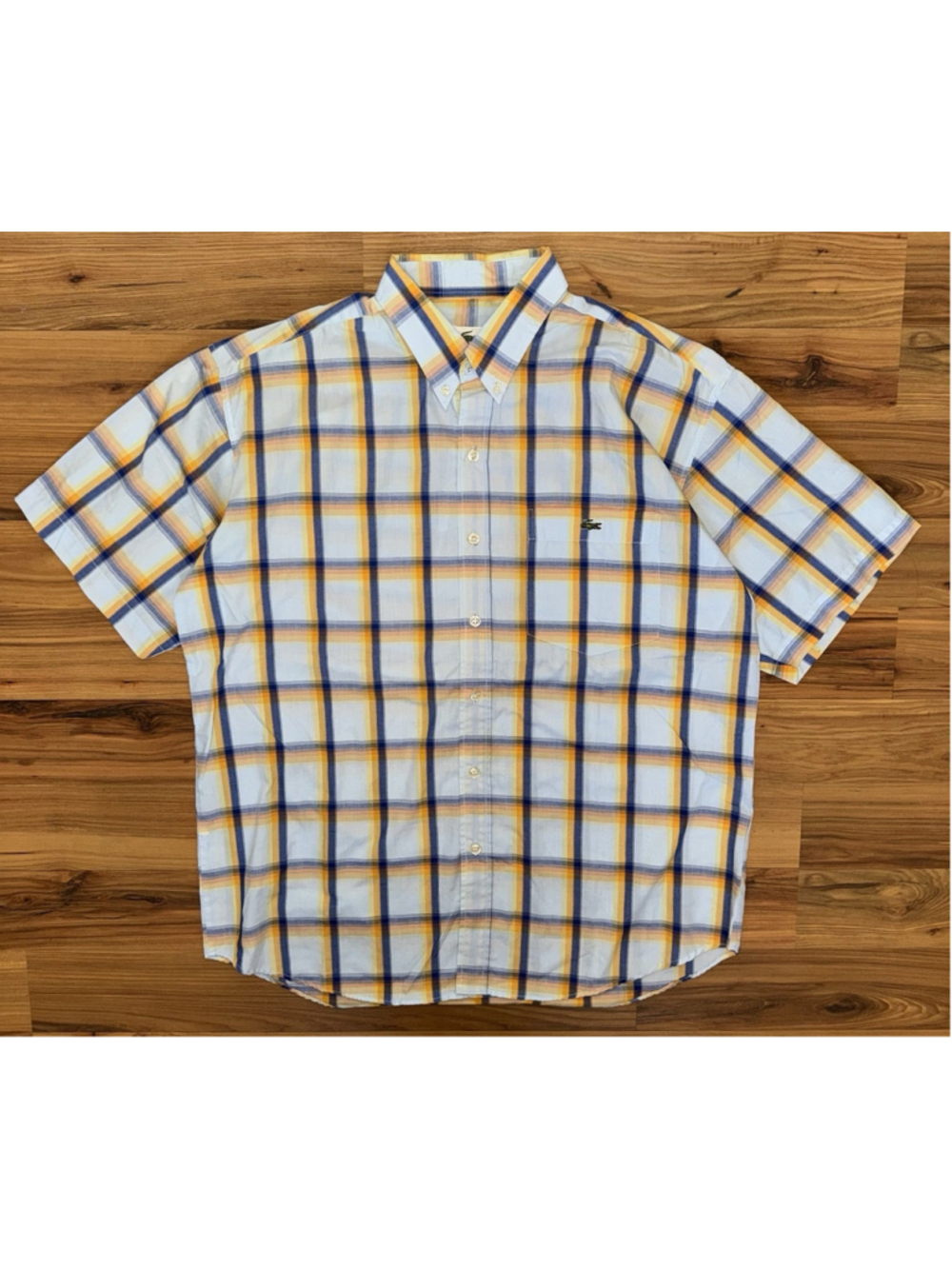 Vintage Lacoste Plaid Button Up Shirt Mens XL Preppy Grandpacore Short Sleeve